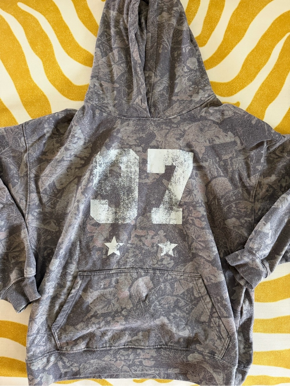 Urban Outfitters Camo Hooded Sweatshirt with Number 97 Graphic